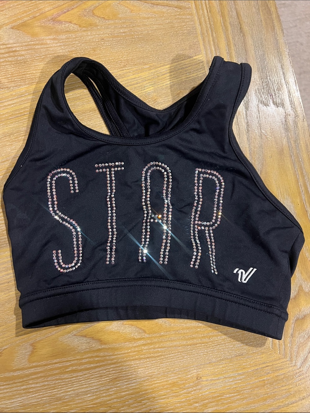 Varsity Black Rhinestone "STAR" Sports Bra